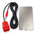 سیم رابط سیلیکونی و پلیت فلزی با کابل مشکی و کانکتور قرمز