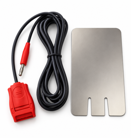 سیم رابط سیلیکونی و پلیت فلزی با کابل مشکی و کانکتور قرمز