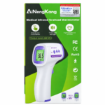 تب سنج دیجیتال غیرتماسی مادون قرمز پیشانی AiNengKang مدل ANK-M3 با نمایشگر رنگی و بدنه سفید و بنفش